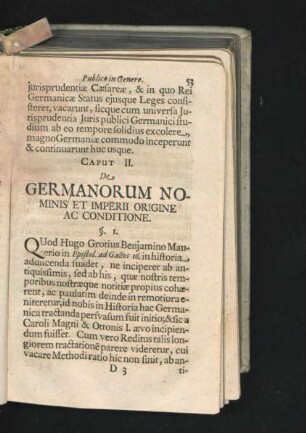Caput II. De Germanorum Nominis/ Et Imperii Origine Ac Conditione.