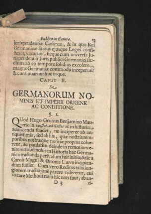 Caput II. De Germanorum Nominis/ Et Imperii Origine Ac Conditione.