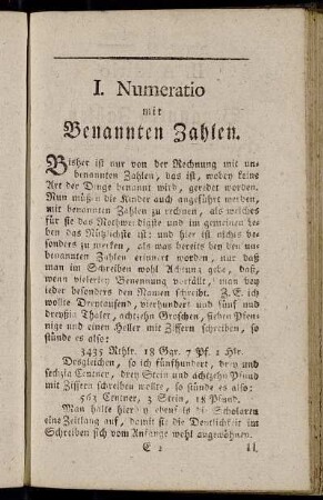 I. Numeratio mit Benannten Zahlen