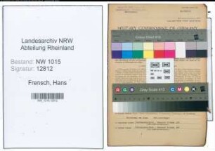 Entnazifizierung Hans Frensch , geb. 28.10.1917 (Kaufmaennischer Angestellter)