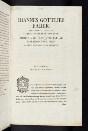Ioannes Gottlieb Faber, ...