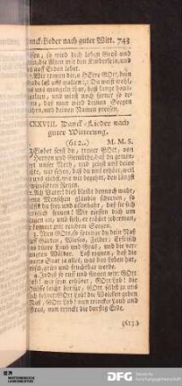 XXXVIII. Danck-Lieder nach guter Witterung.