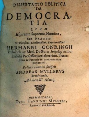 Dissertatio Politica De Democratia