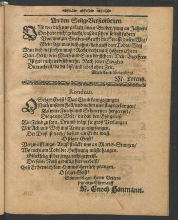 An den Selig-Verstorbenen.