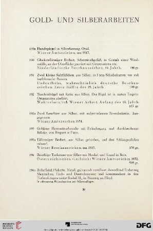 Gold- und Silberarbeiten (Nr. 189a-205)