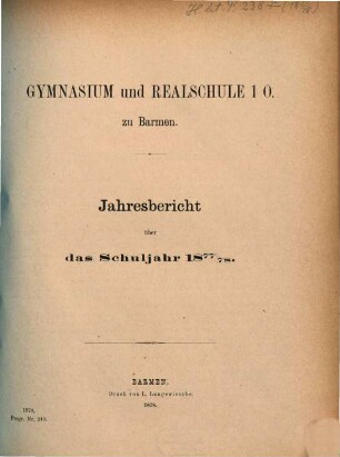 Jahresbericht : über das Schuljahr .... 1877/78