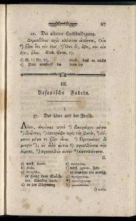 III. Aesopische Fabeln