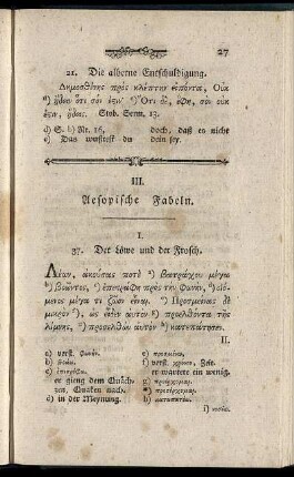 III. Aesopische Fabeln