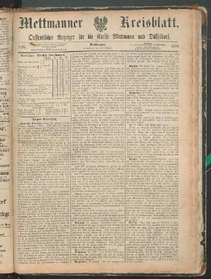 Mettmanner Kreisblatt. 1869-1871