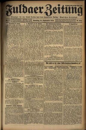 Erste Ausgabe vom Samstag, den 14. September 1929.