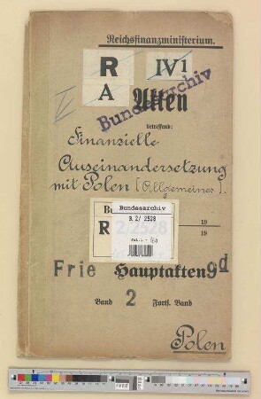 Finanzielle Auseinandersetzungen mit den abgetretenen Gebieten.- Auseinandersetzung mit einzelnen Ländern über Abrechnung von Reichs- und Landessteuern: Polen.- Allgemeines