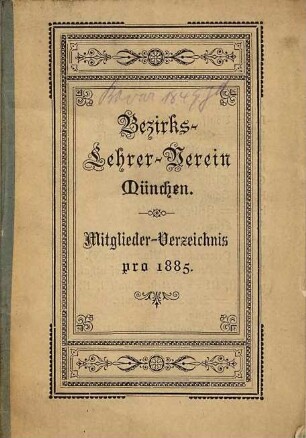 Mitglieder-Verzeichnis. 1885