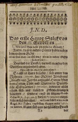 Das erste Haupt-Stück von den 10. Gebothen