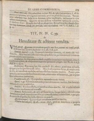 Tit. IV. IV. C. 39. De Hereditate & actione vendita.