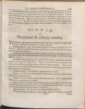 Tit. IV. IV. C. 39. De Hereditate & actione vendita.
