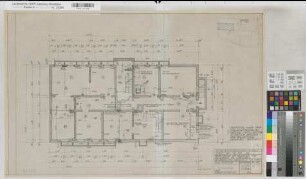 Lippstadt (Lippstadt) Erweiterungsbau des Amtsgerichts und Gefängnisses Grundriß Kellergeschoß Gefängnis 1961 1 : 50 50 x 77 Zeichnung Staatshochbauamt Soest