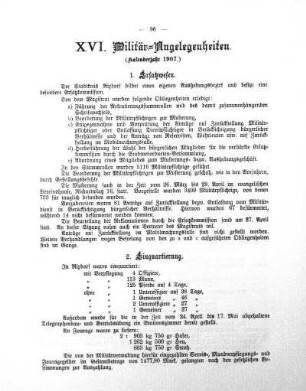 XVI. Militär-Angelegenheiten