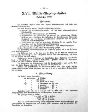 XVI. Militär-Angelegenheiten