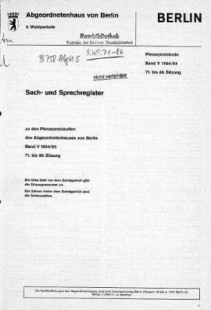Sach- und Sprechregister
