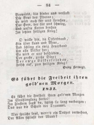 Es führt die Freiheit ihren gold'nen Morgen. 1831