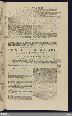 Analysis Logica Epistolae Primae Apostoli Johannis