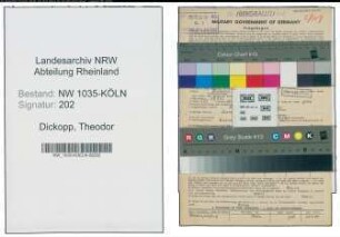 Entnazifizierung Theodor Dickopp , geb. 28.09.1903 (Schlosser)