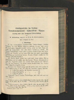Gleichgewichte im System: Bernsteinsäurenitril-Silbernitrat-Wasser.