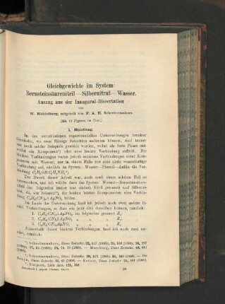 Gleichgewichte im System: Bernsteinsäurenitril-Silbernitrat-Wasser.