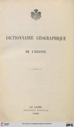Dictionnaire géographique de l'Égypte