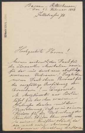 Brief an B. Schott's Söhne : 23.02.1888
