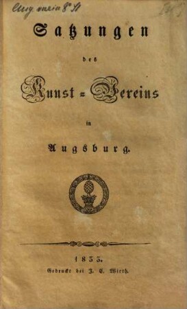 Satzungen des Kunst-Vereins in Augsburg