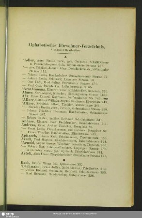 Einwohnerverzeichnis : Alphabetisches Einwohner-Verzeichnis
