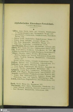 Einwohnerverzeichnis : Alphabetisches Einwohner-Verzeichnis