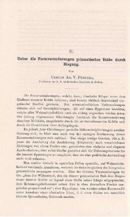 II. Ueber die Formveränderungen prismatischer Stäbe durch Biegung.