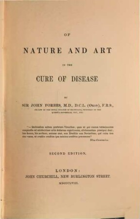Of nature and art in the cure of disease