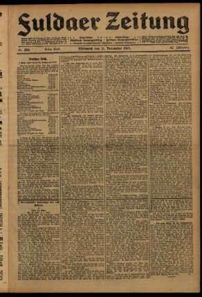 Erste Ausgabe vom Mittwoch, den 31. Dezember 1913.