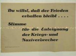 Maueranschlag mit einer Propaganda-Losung zum Volksentscheid in Sachsen