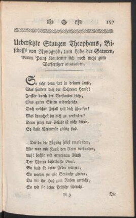 Uebersetzte Stanzen Theophans, Bischoffs von Novogrod [...]