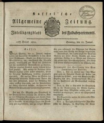 12tes Stueck, Sonntag, den 28. Januar 1810
