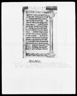 Psalter der Mechthild von Anhalt — Initiale B (enedictus) und Dreivierteilbordüre, Folio 181recto