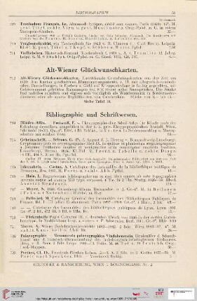 Bibliographie und Schriftwesen (Nr. 713-726)