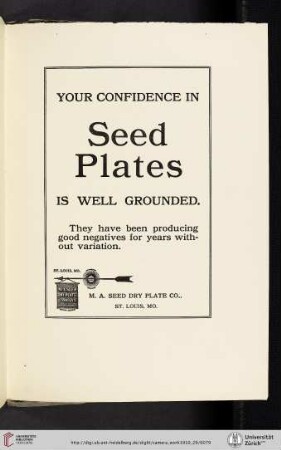 M. A. [Miles Ainscoe] Seed Dry Plate Co. [Plates]
