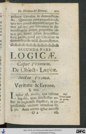 Cap. I. De Objecto Logicae.