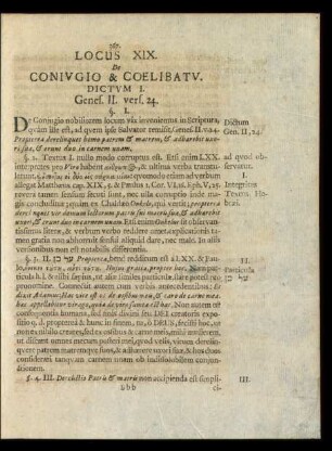 Locus XIX. De Coniugio & Coelibatu