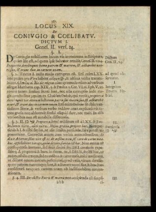 Locus XIX. De Coniugio & Coelibatu