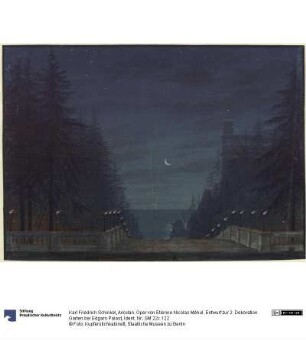 Ariodan. Oper von Etienne Nicolas Méhul. Entwurf zur 2. Dekoration. Garten bei Edgars Palast