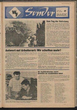 Betriebszeitung 'WF-Sender', Nr.17/1972 (5. Mai 1972)