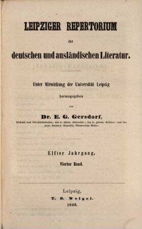 Leipziger Repertorium der deutschen und ausländischen Literatur, 44. 1853 = Jg. 11, Bd. 4