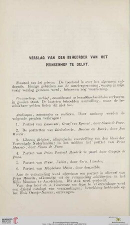 Verslag van den Beheerder van het Prinsenhof te Delft