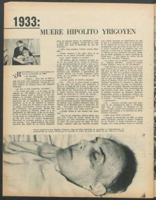 1933: Muere Hipólito Yrigoyen